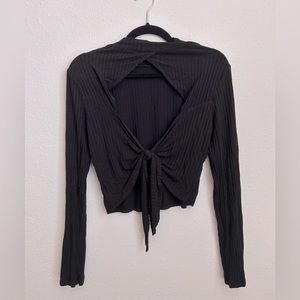 Mockneck long sleeve with back tie